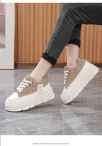 Shoes2025 Women Autumn Trend New Woman Flats Shoes Chunky Lace-up Soft-sole Casual Sneakers Female Vulcanized Shoe Walking Shoe