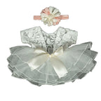 Baby Photography Props Outfit Lace Bowknot Skirt with Flower Headband for Newborn Infant Girls Photo Taking Accessories