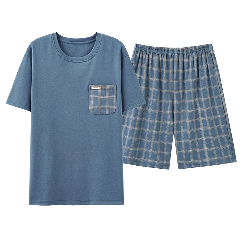Men Pajamas Short Sleeve Shorts