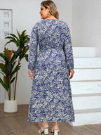 Plus Size Paisley Print Maxi Dress Women Long Sleeve Round Neck Loose Fit Boho Dress Casual Daily Wear