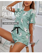 Women Pajamas Sets Short Sleeve