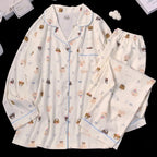 Postpartum Clothing Cartoon Bear Autumn Long Sleeve Outerwear Pajama Women Set Home Clothes Maternity Ladies Sleepwear Hoemwear