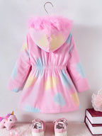 Children's Coat Girls Long Outerwear Winter Autumn Cotton Clothes Girls Pink Unicorn padded Coats Big Thicken Warm Child Jacket