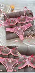 womens lingrie Night Beautiful Sexy Women 2 Piece floral Embroidery Underwear Erotic lingerie underwear Set conjuntos de mujer