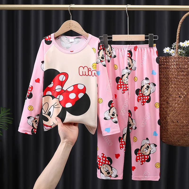 Spring Autumn Long sleeved Kid's suit mermaid cartoon Sleepwear girl clothing Pajama Kid's gift