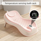Baby Temperature-Sensing Bath Rack, Reclining/Lying Design, Universal For Bathtubs, Non-Slip Pad, Suitable For Newborns.