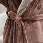 Men Winter Plus Size Long Flannel Bathrobe Warm Coral Fleece Kimono Bath Robe Night Cozy Sleepwear Women Jacquard Dressing Gown