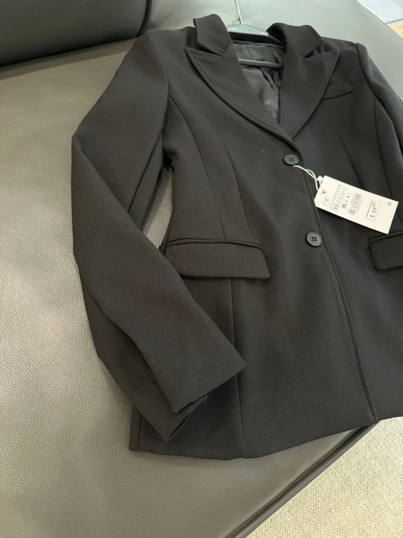 ZW Series Shoulder Padded Slim Fit Suit Jacket for Women ETJ 2025 New Collection with Waist Cinching Design  Casual Suit Jacket