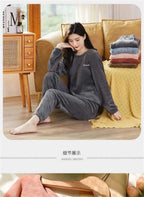 2025 Men's Thick Flannel Pajama Sets Couple Casual