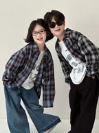 Children's Shirt 2024 Autumn Boys and Girls Korean Version Velvet Plaid Shirt Children's Casual Versatile Loose Long Sleeve Top