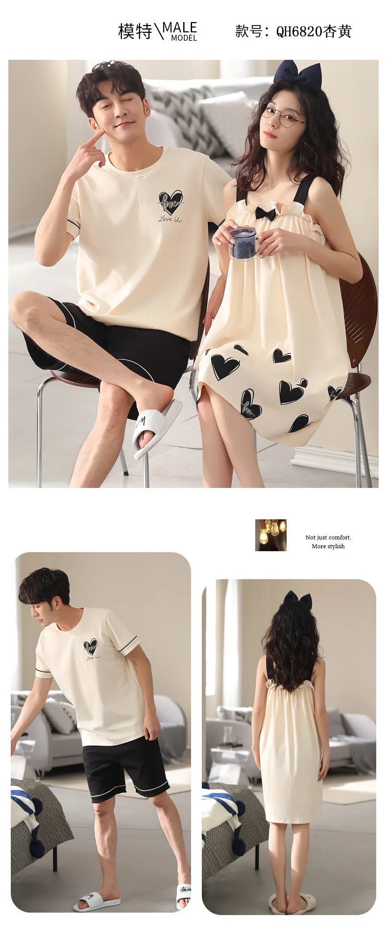 Summer Pyjamas Men Knited Cotton Pajamas Set Korean Sweet Pijamas Ladies Sexy Sleepwear Home Clothing For Youth Boy Girl