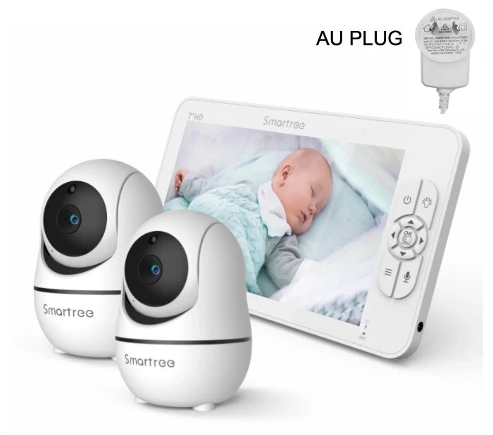 SM70V2 7" 1080P HD Split Screen Video Baby Monitor with two Camera, Hack Proof, Remote Zoom/Pan/Tilt, 4000mAh Battery