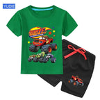 boys shirt  Baby Boy Clothes Set Cartoon Blazing Speed Cars Monster Machines