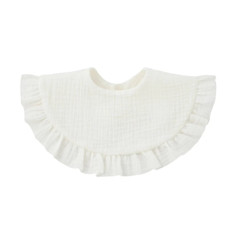 Korean Baby Feeding Drool Bib Ruffle Solid Infants Lace Saliva Towel Soft Cotton Burp Cloth For Newborn Toddler Kids Bibs