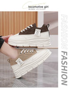 Shoes2025 Women Autumn Trend New Woman Flats Shoes Chunky Lace-up Soft-sole Casual Sneakers Female Vulcanized Shoe Walking Shoe