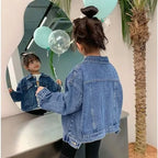 Girl Denim Jacket Spring and Autumn Children's Casual Jeans Clothes Little Girl Baby Denim Coat