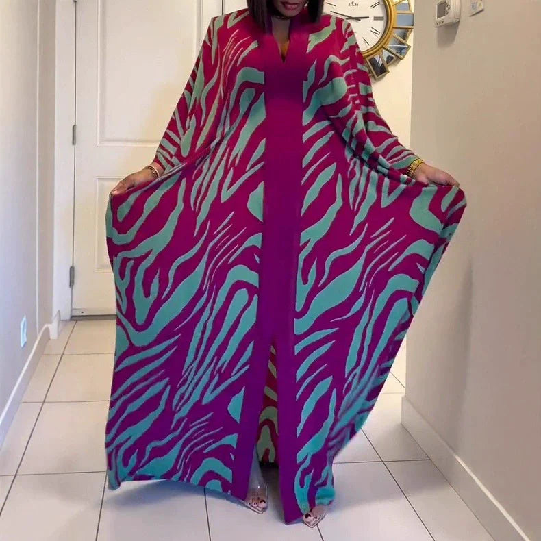 Ramadan Muslim fashion new vacation beach cape cardigan 3D digital printing casual Middle East Dubai robe women's clothing