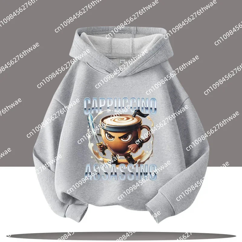 Boy's sports shirt -interesting Italian brain rot Tung Tungtung Sahur children's hooded shirt                h cartoon print-fall/winter top