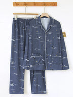 Men's Pajamas Can Be Worn Outside in Spring and Autumn, Cardigan Long-Sleeved New Casual Home Wear Men's Autumn and Winter Suits