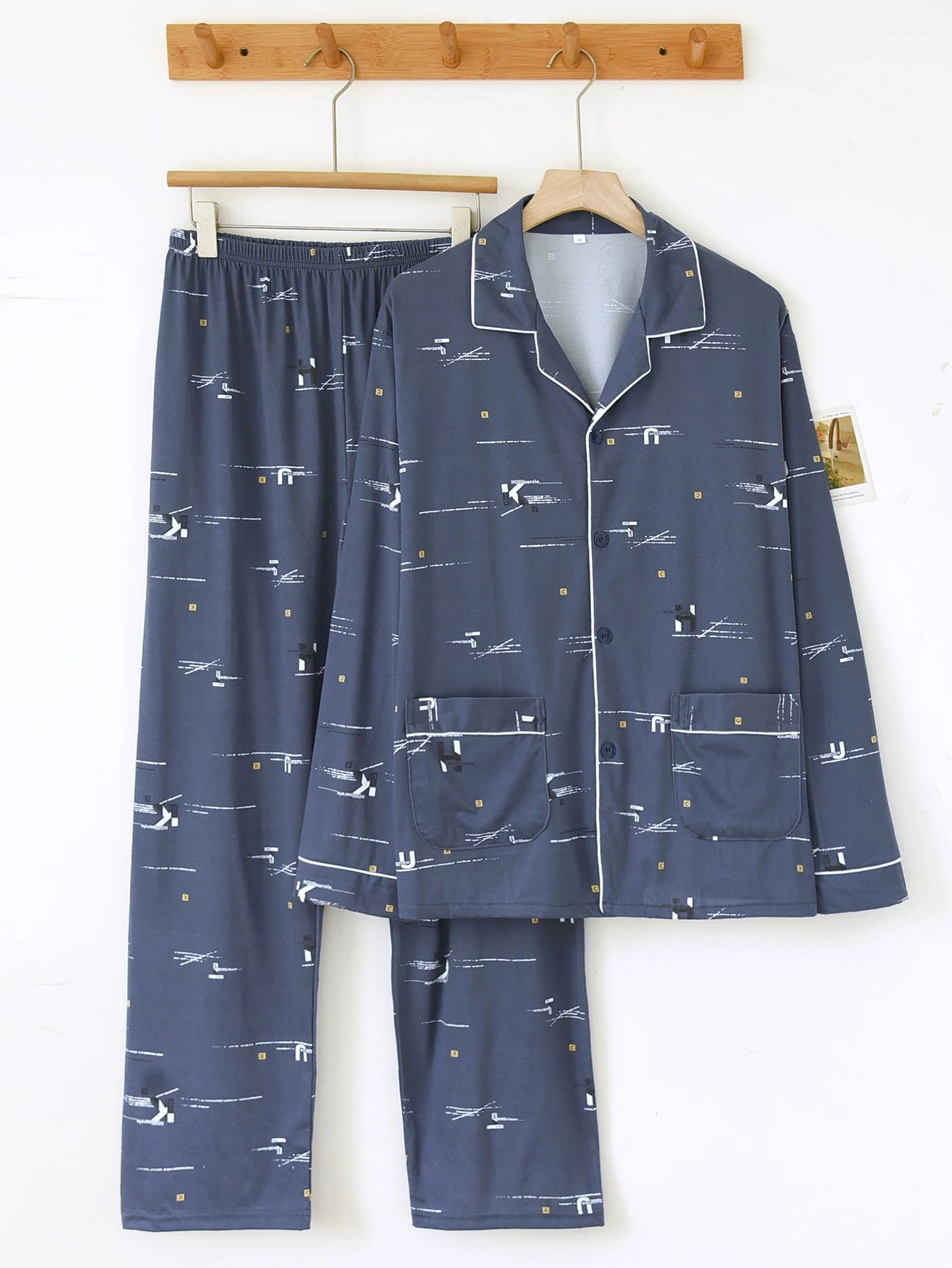 Men's Pajamas Can Be Worn Outside in Spring and Autumn, Cardigan Long-Sleeved New Casual Home Wear Men's Autumn and Winter Suits