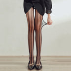 Lingerie Striped Tights Women Sexy Lace Mesh Fishnet Stockings Women Pantyhose Female Hosiery Sexy Slim Women Tights Pantyhose