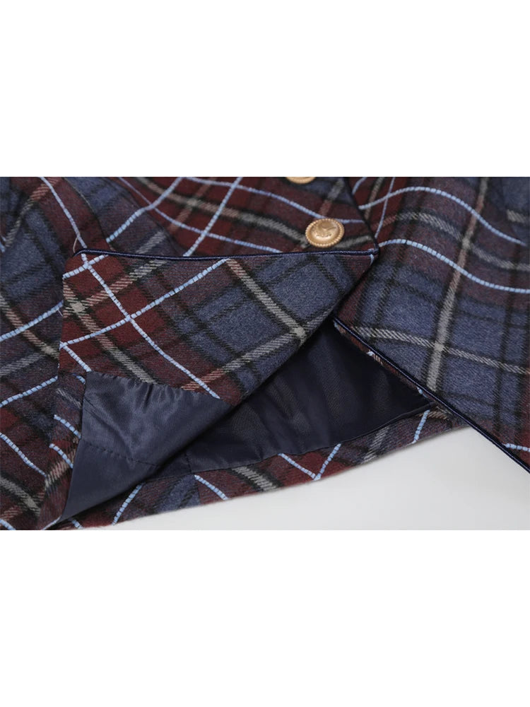 Women's Plaid Blazer Coat Fashion 90s Vintage Streetwear Harajuku Long Sleeve Suit Jacket Outerwear Top Emo 2000s Clothes 2023