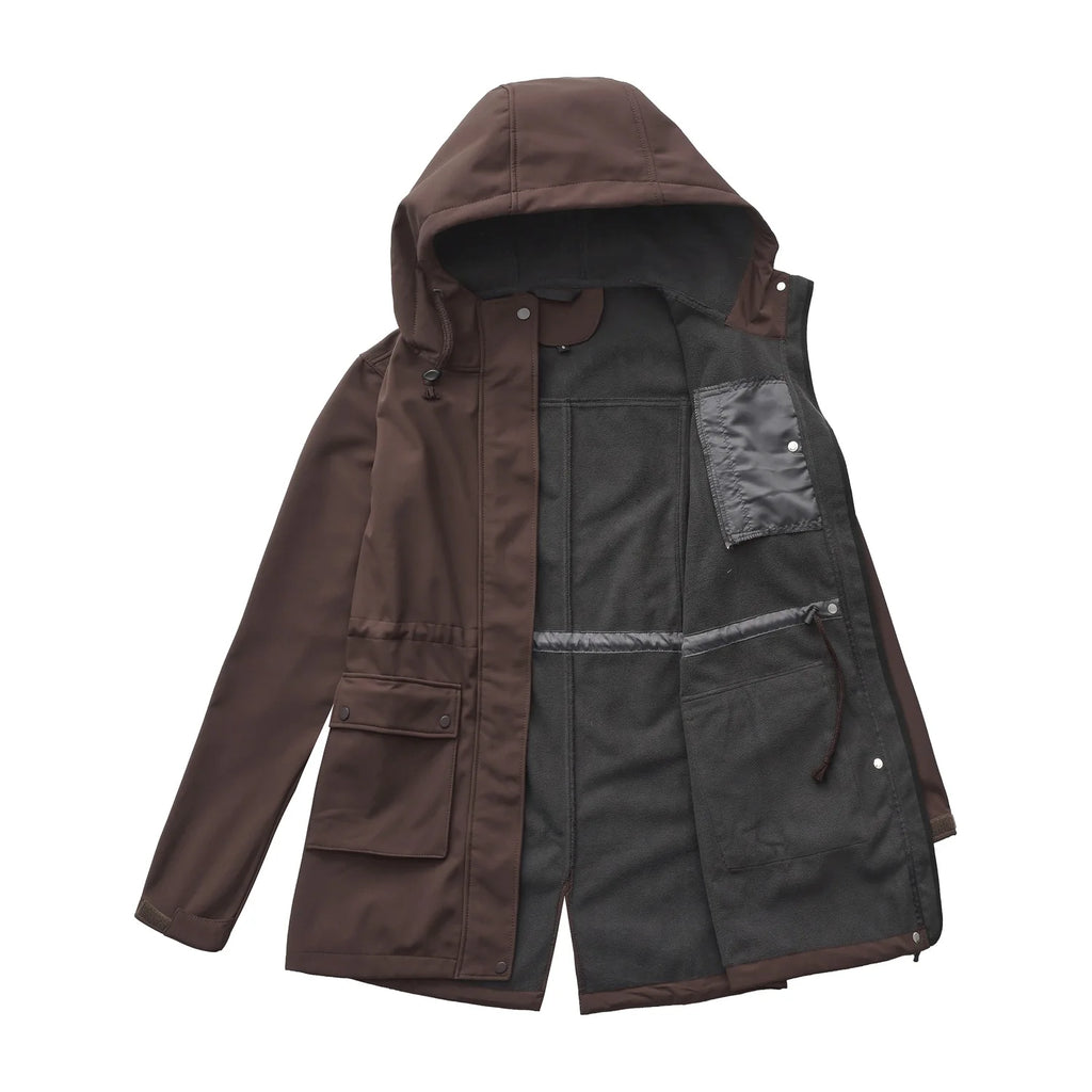 Waterproof Autumn Women's Mountaineering Coat Solid Big Pockets Hooded Loosse Female's Jacket Windproof Thermal outwear For Lady