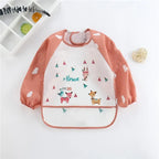 Baby Boys Girls Burp Cloth Banana Bibs for1-3Year Long Sleeve Scarf Waterproof Toddler Art Smock Feeding Bib Apron Pocket Infant