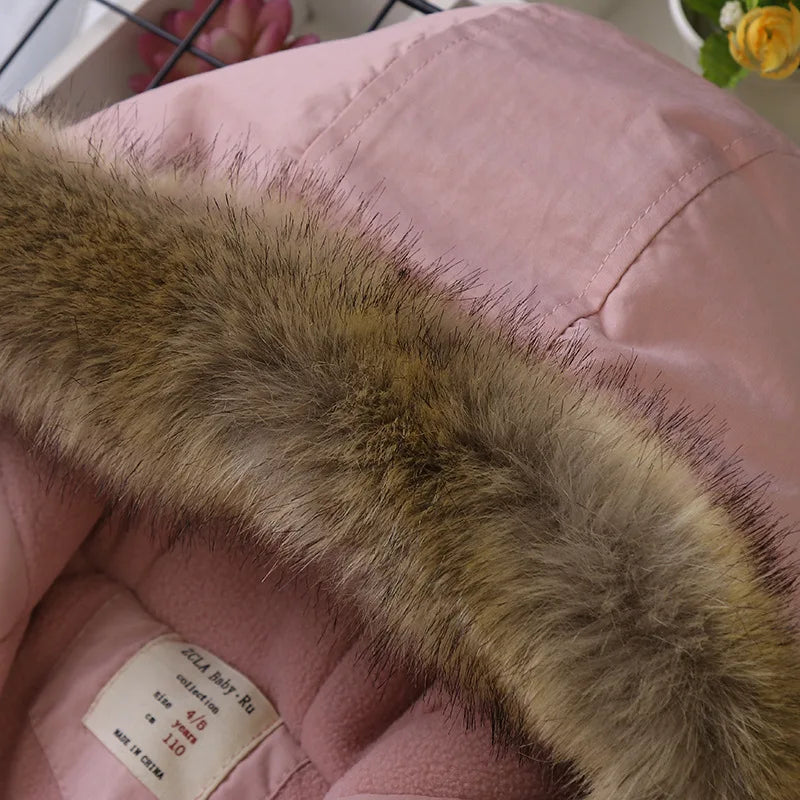 2025 Autumn Winter Girl Jacket Coat Faux Fur Hooded Plus Velvet Thicken Warm Jacket For Girl 4-14 Year Kids Teenager Girl Parka