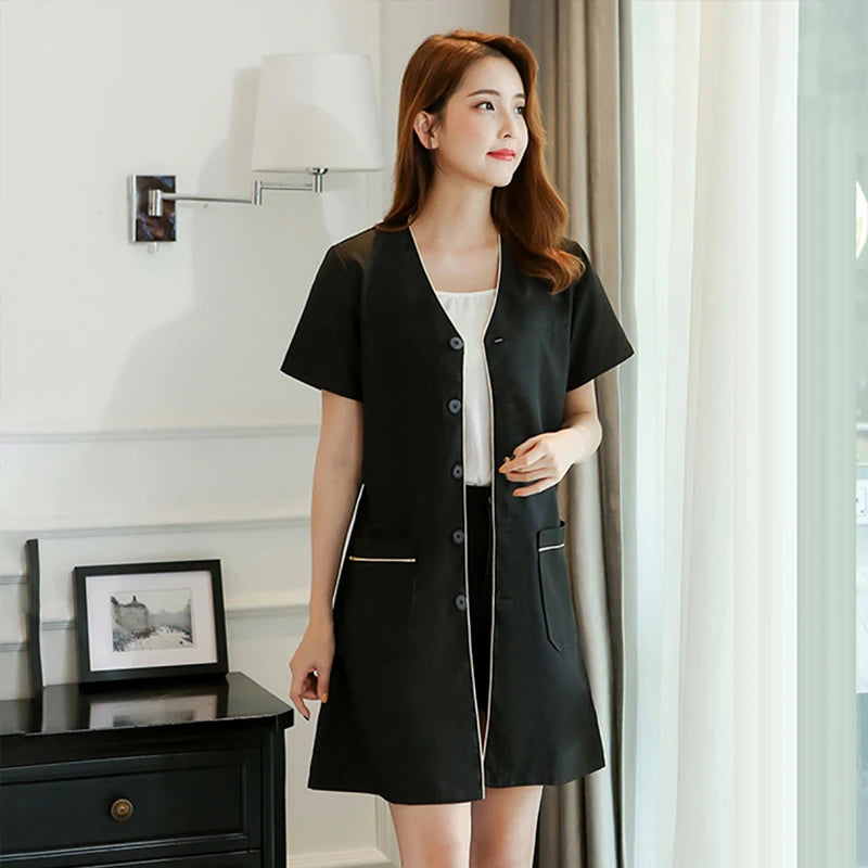 Beauty Salon Beautician Overalls Hairdressing Spa Massage Therapist Health Work Uniform Nail Salon Long / Short Sleeves Coats