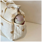 New High-capacity Mummy Bag Embroidered Bear Mother and Baby Handbag Baby Bottle Diaper Portable Baby Stroller Bag