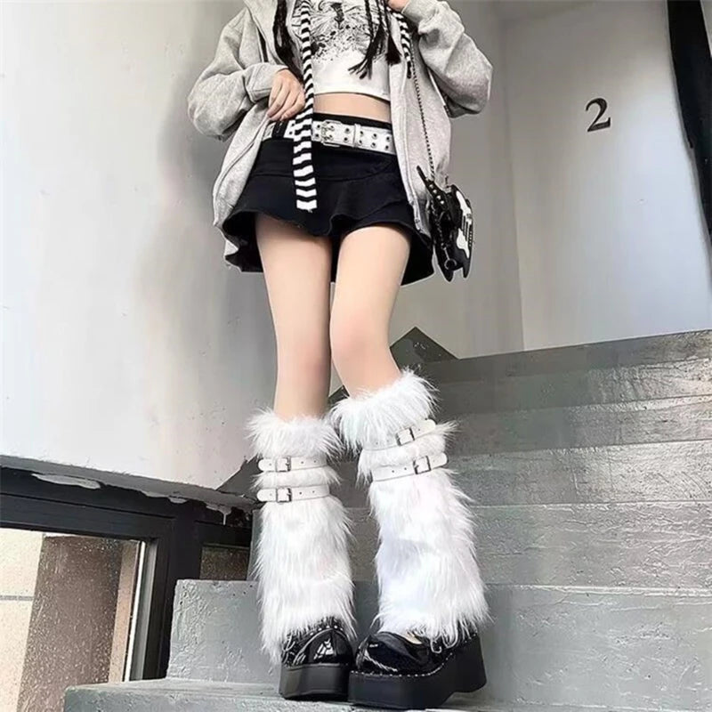 Faux Furs Leg Warmer,Warm Soft Cozy Fuzzy Leg Warmer Boot Cuffs Cover for Women Party Costumes Boot Sleeves Boot Covers