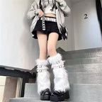 Faux Furs Leg Warmer,Warm Soft Cozy Fuzzy Leg Warmer Boot Cuffs Cover for Women Party Costumes Boot Sleeves Boot Covers