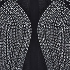 Women's Glittery Rhinestones Gymnastics Jumpsuit Sheer Mesh Patchwork Mock Neck Long Sleeve Dance Rompers One-piece Bodysuit