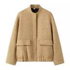 Female Clothing Women's Jacket New Outerwear 2025 Autumn Women's New Style Sequined Small Stand-up Collar Jacket Women Fur Coat