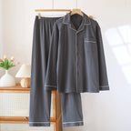 100% Cotton Men Pajamas, Thick sleepwear Long sleeved long pants for men pajamas Sleepwear 2 Piece Set Men Nightwear Loungewear