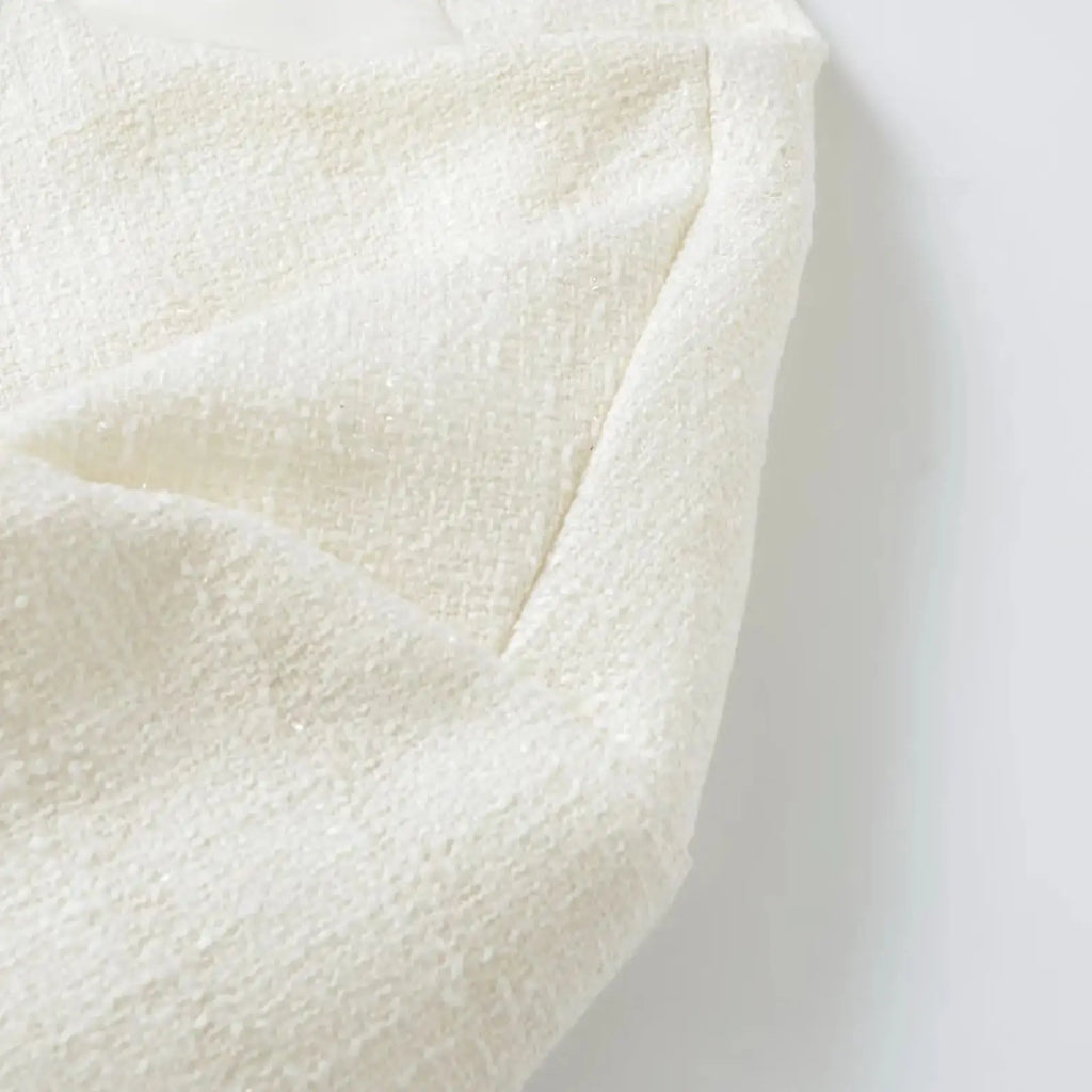 Women's Jacket Autumn New Style White Long Sleeve Button Decorative Short Jacket Aristocratic Style Personalized Fashion