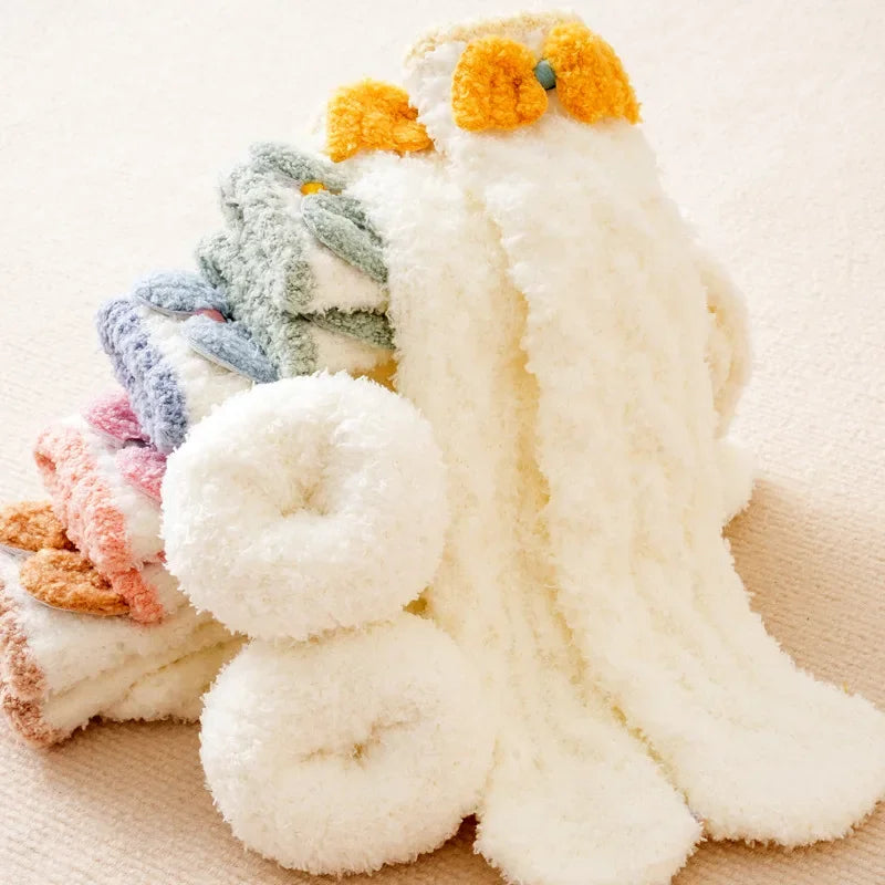 Kids Leg Warmers Baby Stockings Winter Fleece Floor Socks Coral Velvet Socks Leg Warmers Baby Knee Socks Baby Accessories