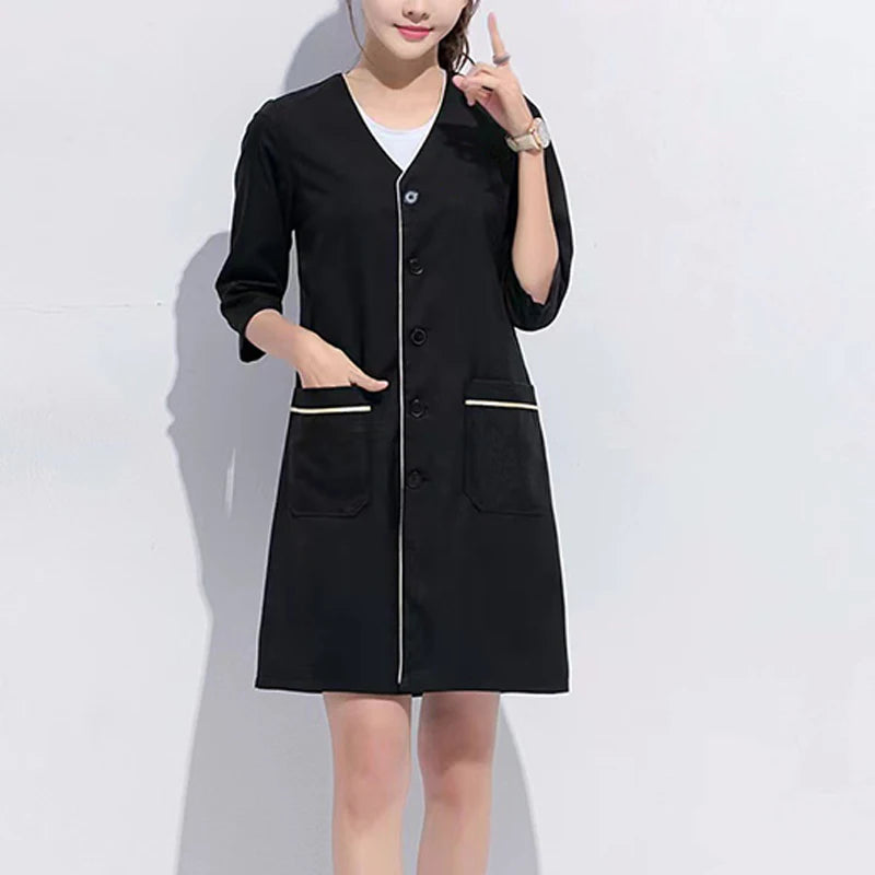 Beauty Salon Beautician Overalls Hairdressing Spa Massage Therapist Health Work Uniform Nail Salon Long / Short Sleeves Coats