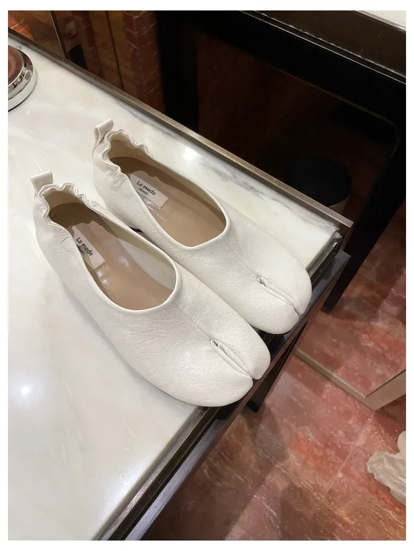 2025 Women Slip on Casual Loafers Chunky Heel Shoe Soft Moccasins Footwear New Fashion Split Toe Shoes Zapatos De Mujer