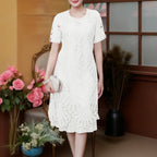 Stylish Women Desses ZANZEA 2025 Summer Lace Patchwork Dress Elegant Party Work Sundress Short Sleeve Pleated Vestidos Midi Robe