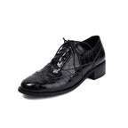 2025 Women Shoes Spring New Fashion Round Toe Lace Up Retro Single Shoe for Office Party Walk Thick Low Heeled big Size 48 775-1