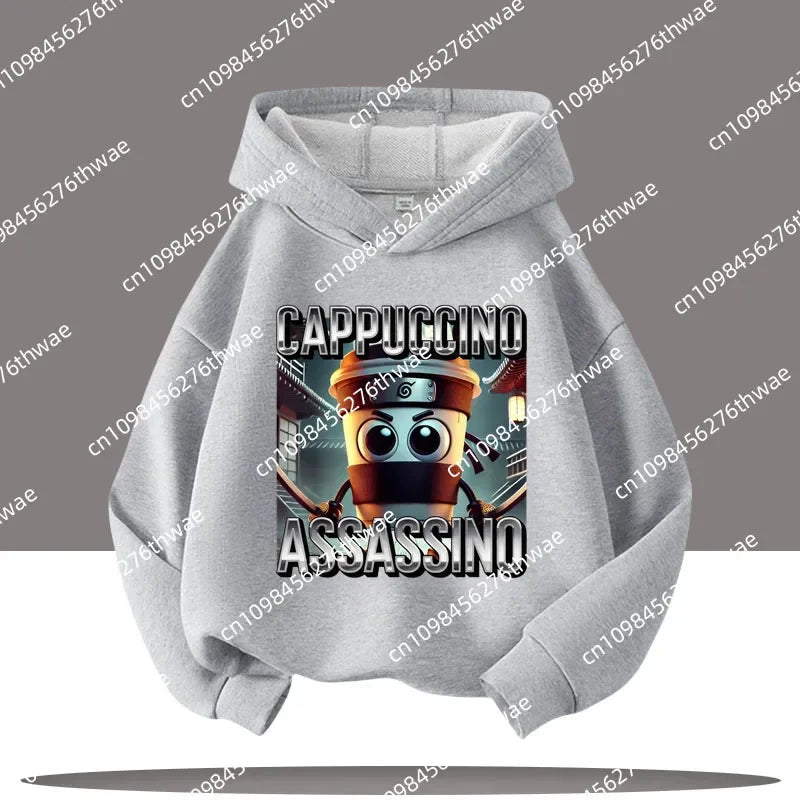 Boy's sports shirt -interesting Italian brain rot Tung Tungtung Sahur children's hooded shirt                h cartoon print-fall/winter top