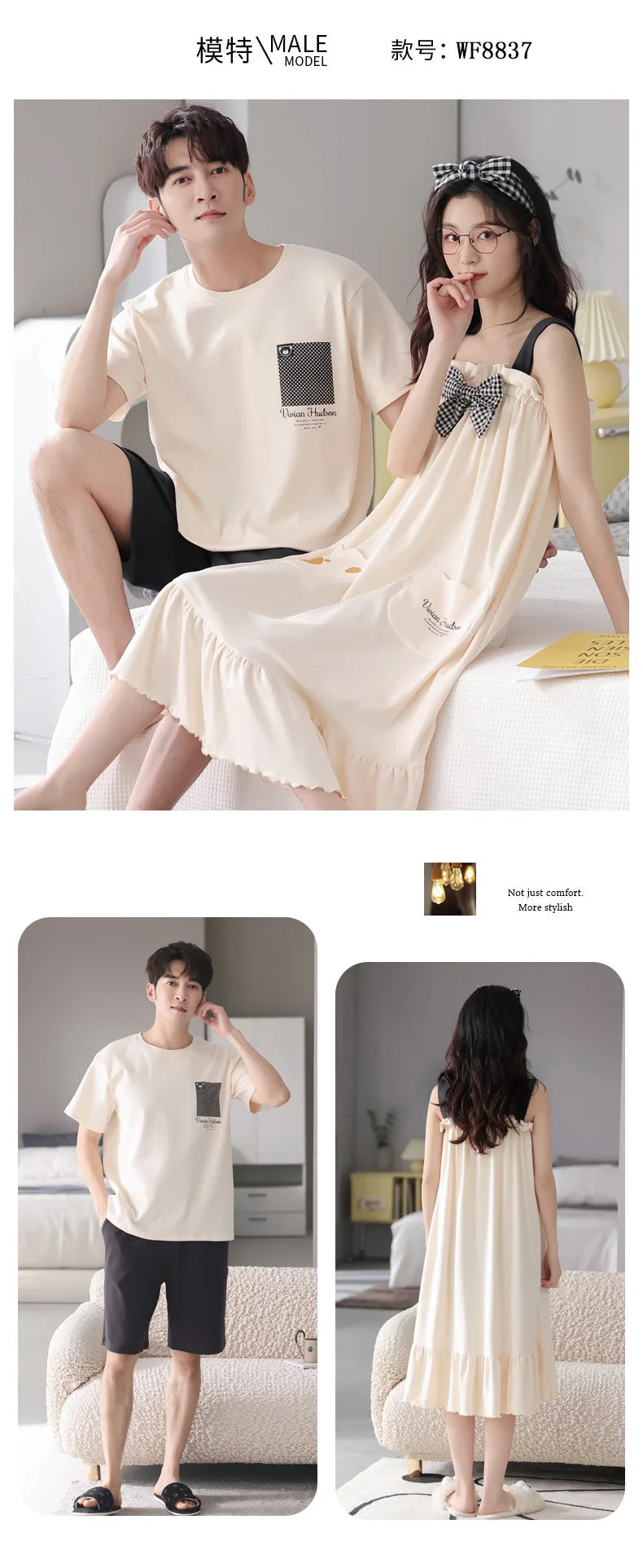 Summer Pyjamas Men Knited Cotton Pajamas Set Korean Sweet Pijamas Ladies Sexy Sleepwear Home Clothing For Youth Boy Girl