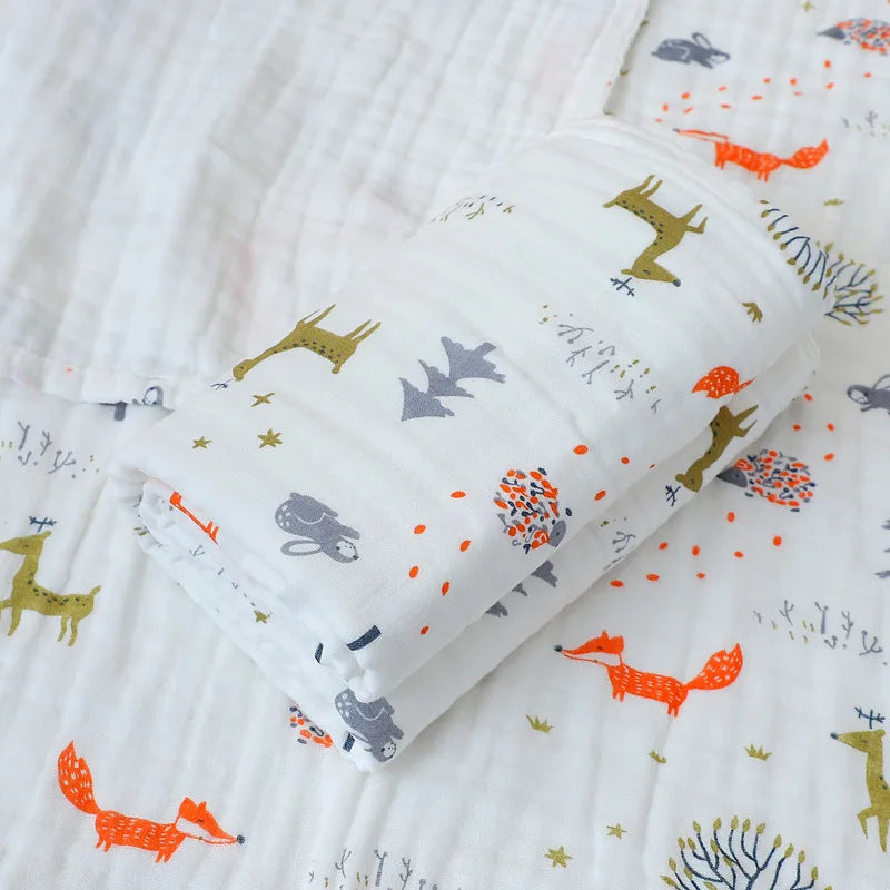 Baby Gauze Bath Towel Pure Cotton Six Layer Absorbent Towel 110cm x110cm Newborn Blanket Children Bath Towel