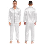 Mens Satin Pajamas Set Two Pieces Sleepwear