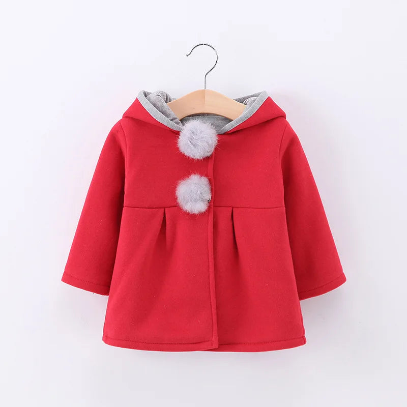 Baby Girls Jacket in Spring Rabbit Ears Coat Children Clothes Outerwear Autumn Kids Warm Cotton Dress Jacket Infant Girl Coat