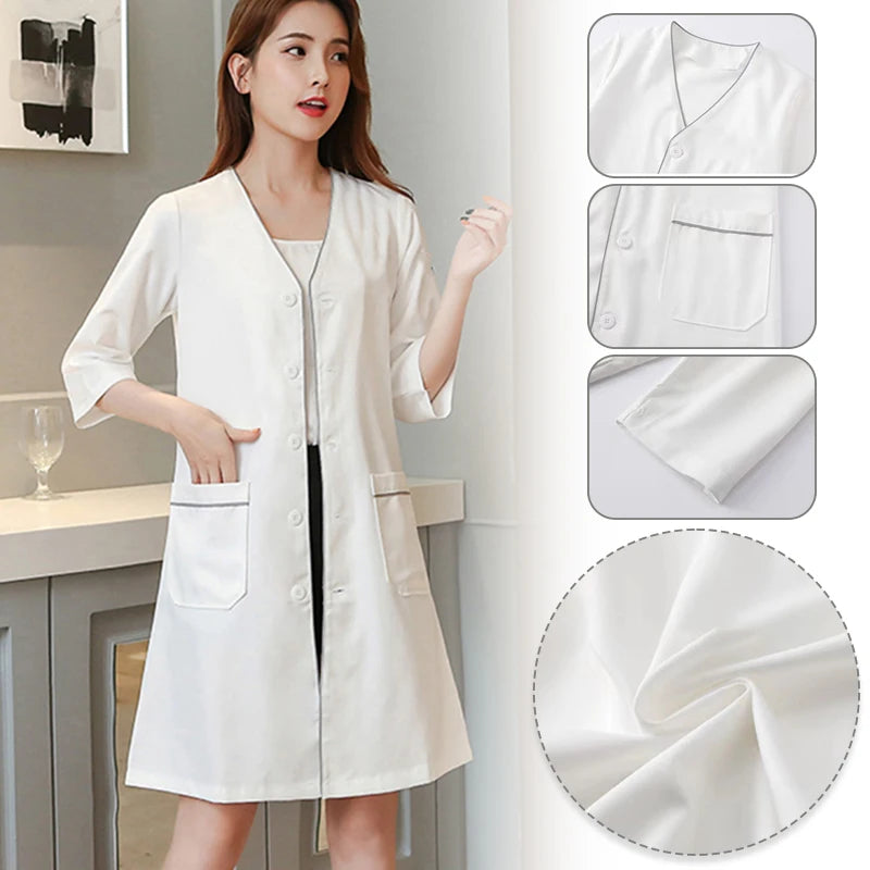Beauty Salon Beautician Overalls Hairdressing Spa Massage Therapist Health Work Uniform Nail Salon Long / Short Sleeves Coats