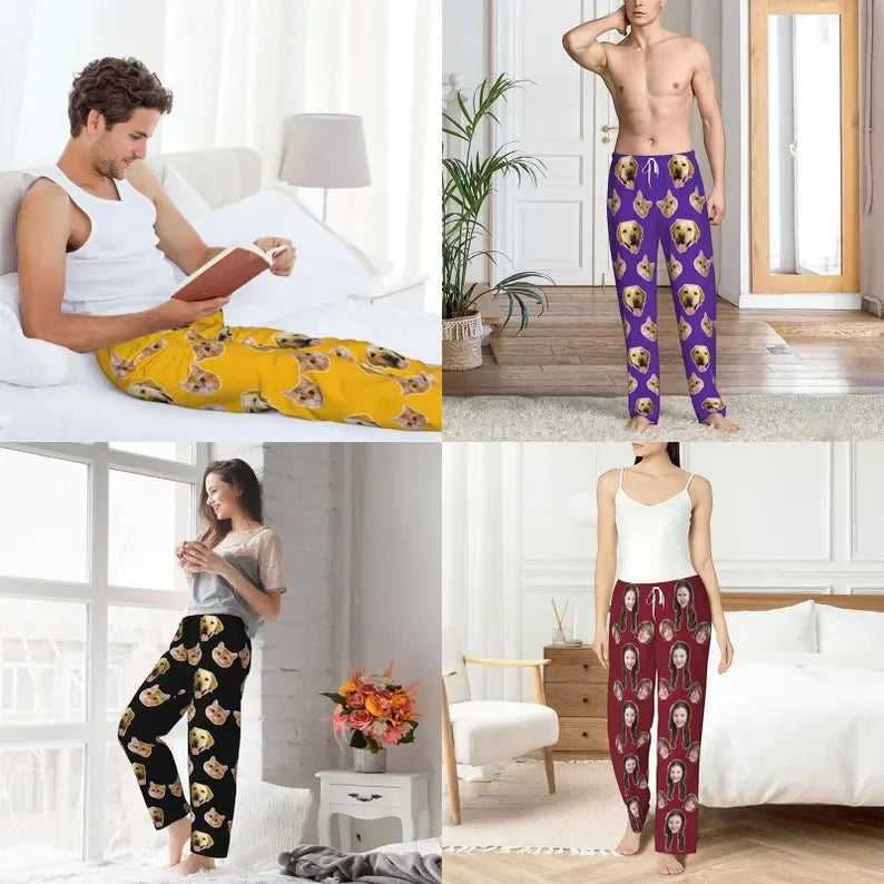 Custom Pajama Pants With Face Custom Photo Pajama Pants for Men Women Personalized Unisex Pajamas Pants,Home Wear Set,Gifts for