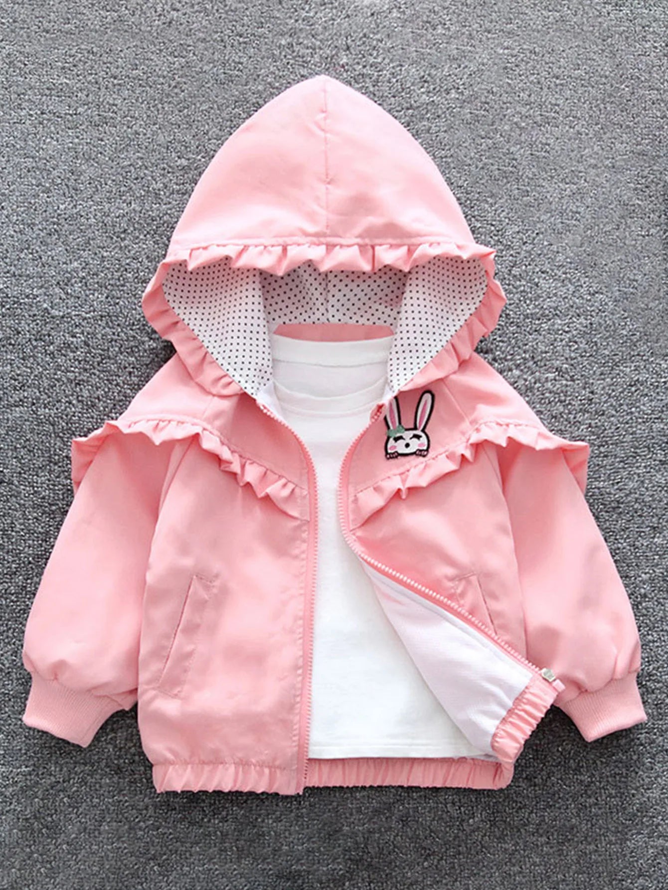 Girls Hooded Jacket Fashion Spring Autumn Long Sleeve Outwear Coat Kids Cartoon rabbit Coat Children Clothing 1 2 3 4 5 6 Years